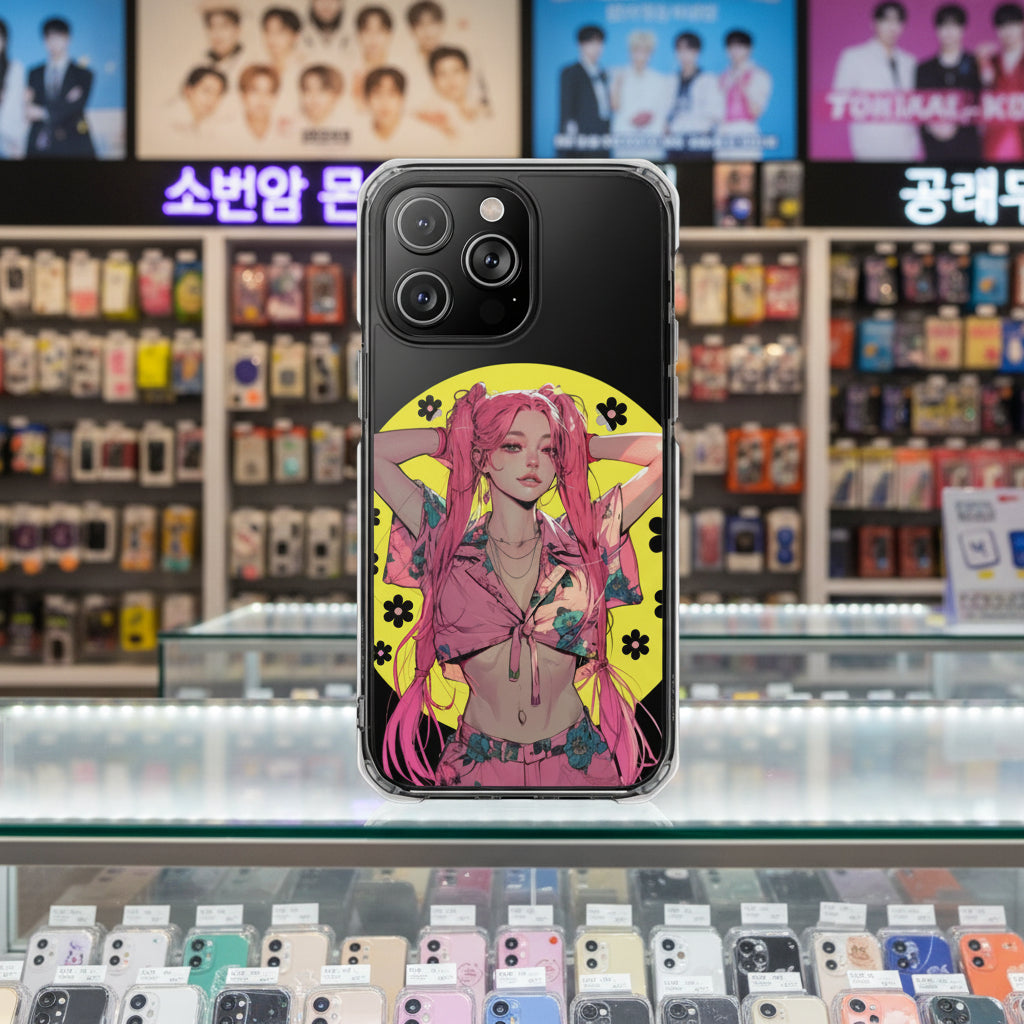 Oneticase Pink Hair Anime Girl Magnetic Clear Case for iPhone