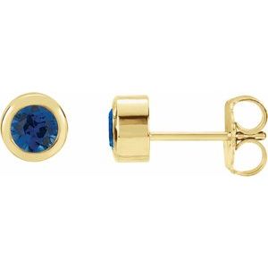 Round Bezel-Set Birthstone Stud Earrings