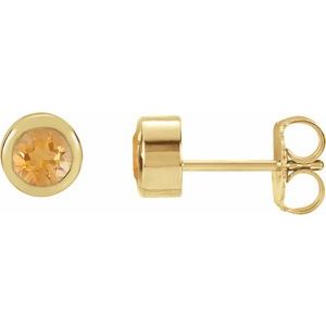 14K Yellow Gold Natural Citrine Bezel-Set Earrings