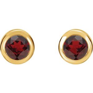 14K Yellow Gold Natural Mozambique Garnet Bezel-Set Earrings – image 2