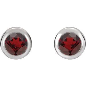 14K White Gold Natural Mozambique Garnet Bezel-Set Earrings – image 2