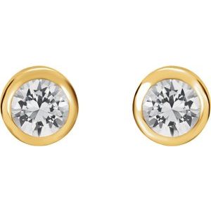 14K Yellow Gold Natural White Sapphire Bezel-Set Earrings – image 2