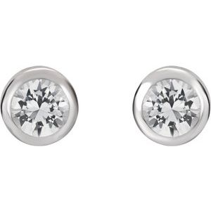 Platinum Natural White Sapphire Bezel-Set Earrings – image 2
