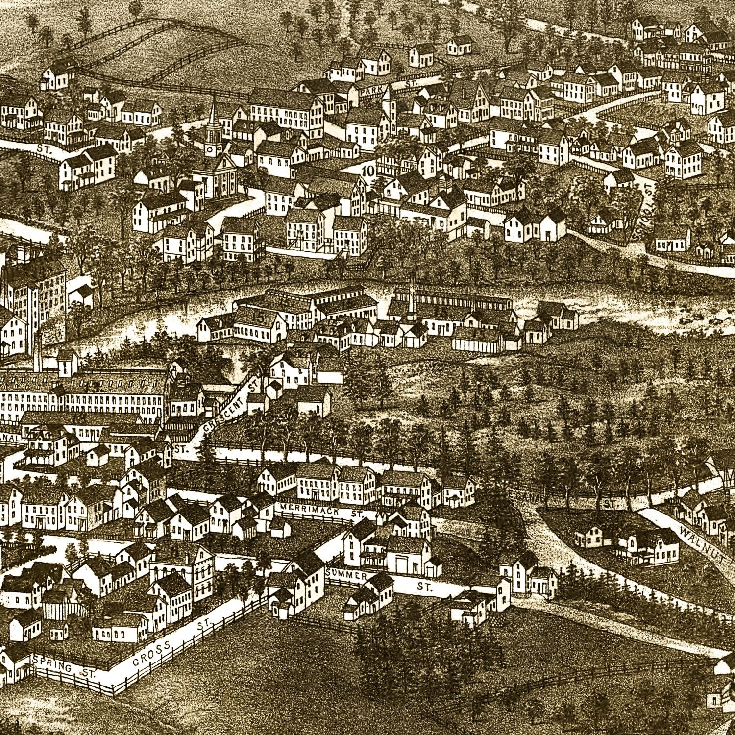 Vintage Map of Penacook, New Hampshire 1887
