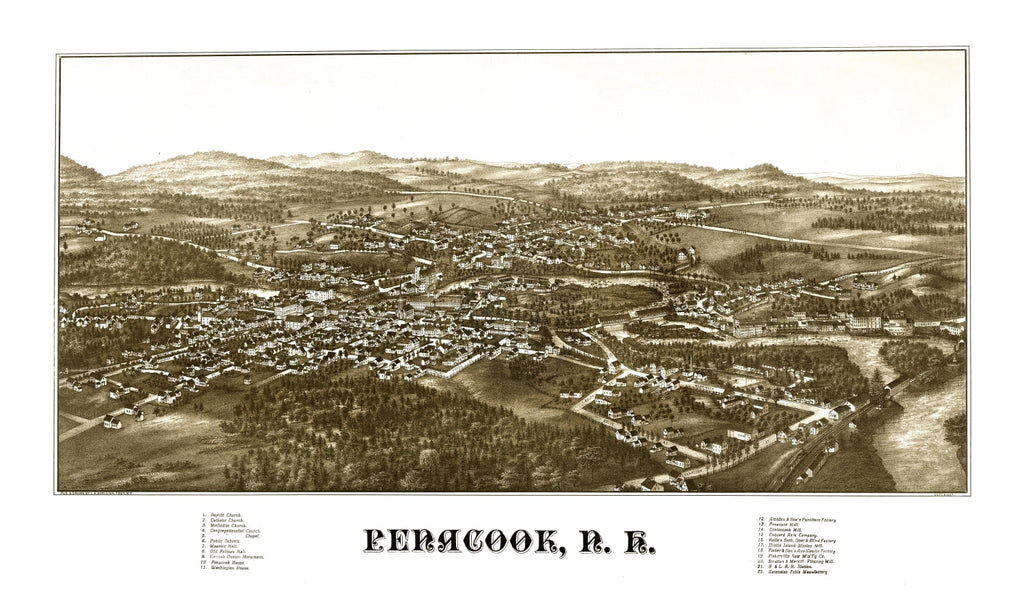 Vintage Map of Penacook, New Hampshire 1887