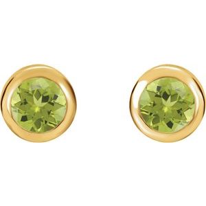 14K Yellow Gold Natural Peridot Bezel-Set Earrings – image 2