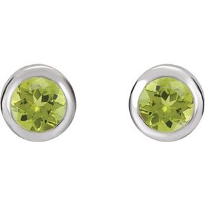 Platinum Natural Peridot Bezel-Set Earrings – image 2