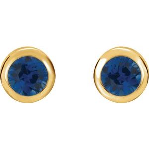 14K Yellow Gold Lab-Grown Blue Sapphire Bezel-Set Earrings – image 2