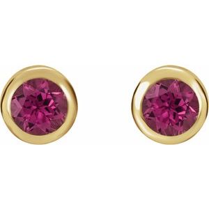 14K Yellow Gold Natural Pink Tourmaline Bezel-Set Earrings – image 2