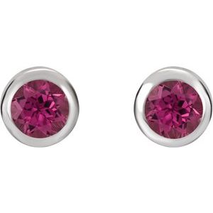 14K White Gold Natural Pink Tourmaline Bezel-Set Earrings – image 2
