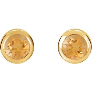 14K Yellow Gold Natural Citrine Bezel-Set Earrings – image 2
