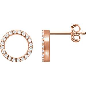 14K Rose Gold 1/5 CTW Natural Diamond Circle Earrings