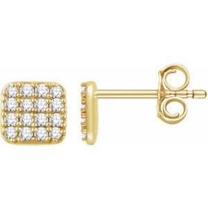 14K Yellow Gold 1/5 CTW Natural Diamond Cluster Earrings