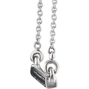 14K White Gold 1/6 CTW Natural Black Diamond Bar 16-18" Necklace