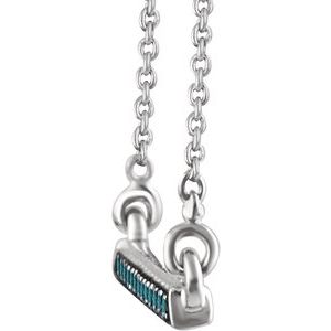 14K White Gold 1/6 CTW Natural Blue Diamond Bar 16-18" Necklace