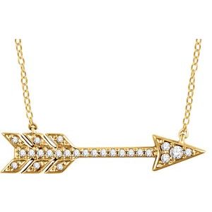 14K Yellow Gold 1/10 CTW Natural Diamond Arrow 18" Necklace