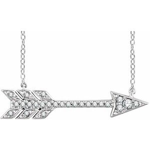 14K White Gold 1/10 CTW Natural Diamond Arrow 18" Necklace