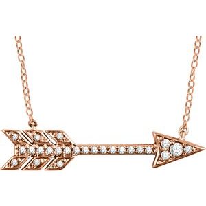 14K Rose Gold 1/10 CTW Natural Diamond Arrow 18" Necklace