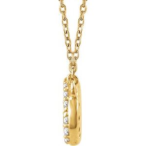 14K Yellow Gold 1/5 CTW Natural Diamond Cluster 16-18" Necklace