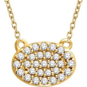 14K Yellow Gold 1/5 CTW Natural Diamond Cluster 16-18" Necklace