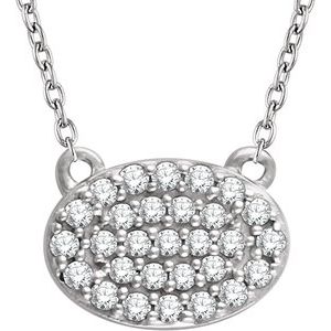 14K White Gold 1/5 CTW Natural Diamond Cluster 16-18" Necklace
