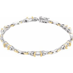 14K White/Yellow Gold 6x4 mm Oval 1/10 CTW Natural Diamond Semi-Set 7 1/2" Bracelet