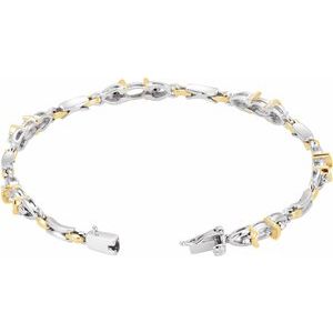 14K White/Yellow Gold 6x4 mm Oval 1/10 CTW Natural Diamond Semi-Set 7 1/2" Bracelet – image 2