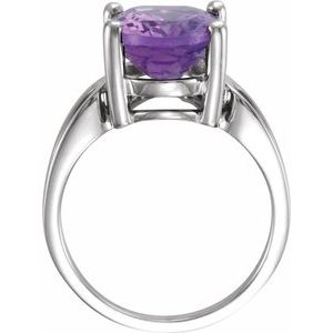 14K White Gold 14x10 mm Natural Amethyst Ring