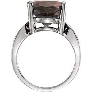 Platinum 16x12 mm Natural Smoky Quartz Ring