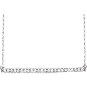 14K White Gold 1/3 CTW Natural Diamond Bar 16-18" Necklace