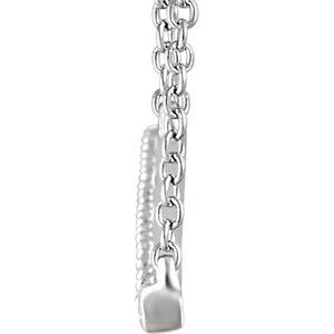 14K White Gold 1/2 CTW Natural Diamond Bar 16-18" Necklace