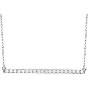 14K White Gold 1/2 CTW Natural Diamond Bar 16-18" Necklace