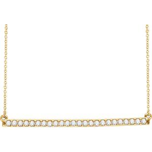 14K Yellow Gold 1/3 CTW Natural Diamond Bar 16-18" Necklace
