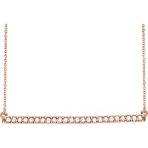 14K Rose Gold 1/3 CTW Natural Diamond Bar 16-18" Necklace