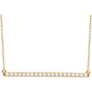 14K Yellow Gold 1/2 CTW Natural Diamond Bar 16-18" Necklace