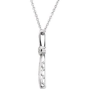 14K White Gold .05 CTW Natural Diamond Cross 18" Necklace