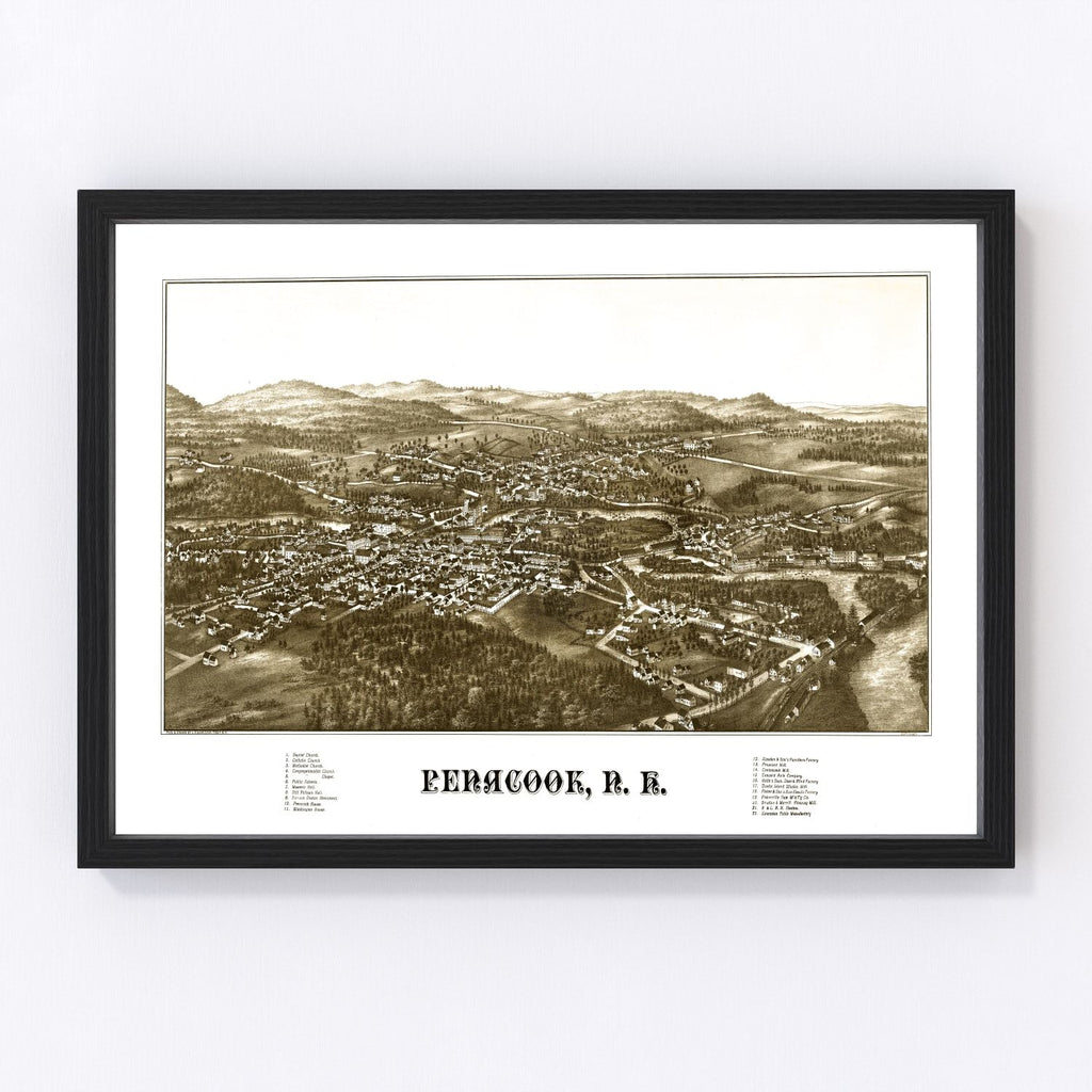 Vintage Map of Penacook, New Hampshire 1887
