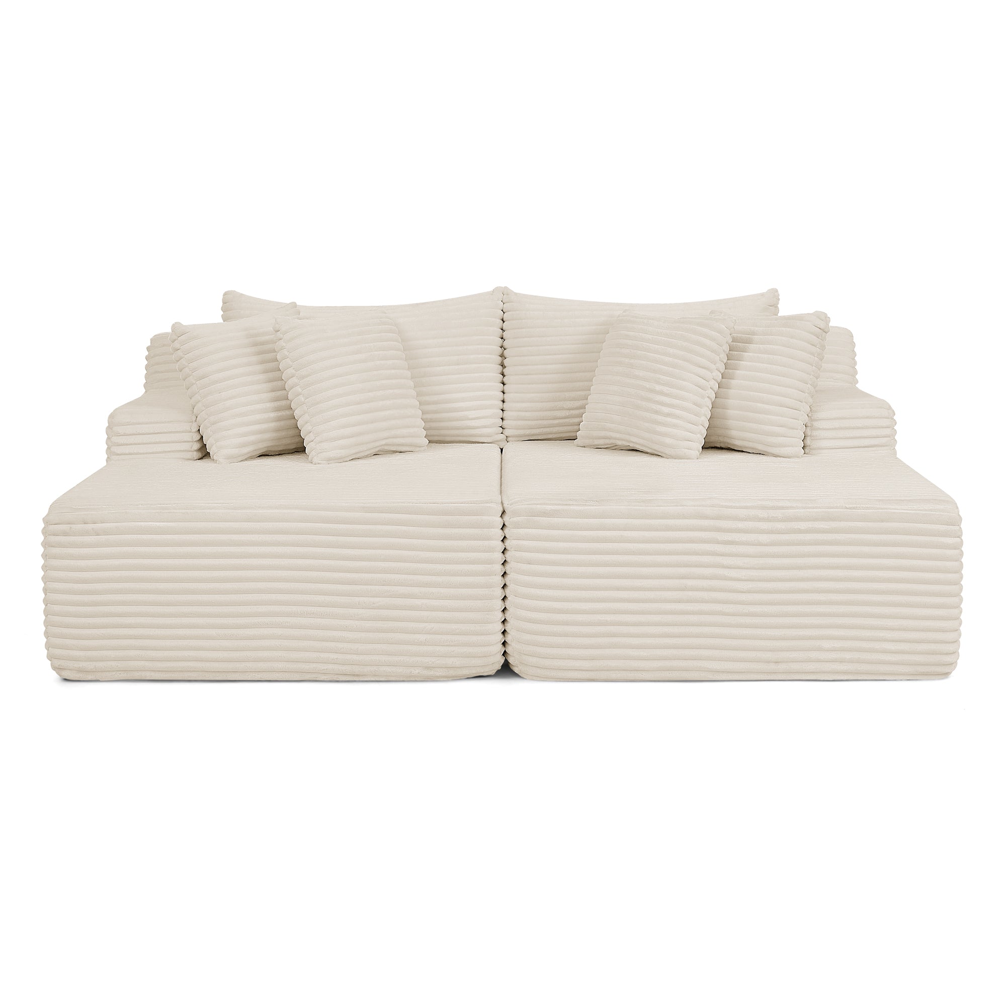 Two-seater lazy sofa lounge chair,Compressed sofa no assembly required, made of velvet fabric, fluffy modern lounge chair, used for indoor living rooms and bedrooms-Beige