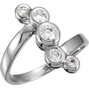 14K White Gold 1/2 CTW Natural Diamond Right Hand Ring