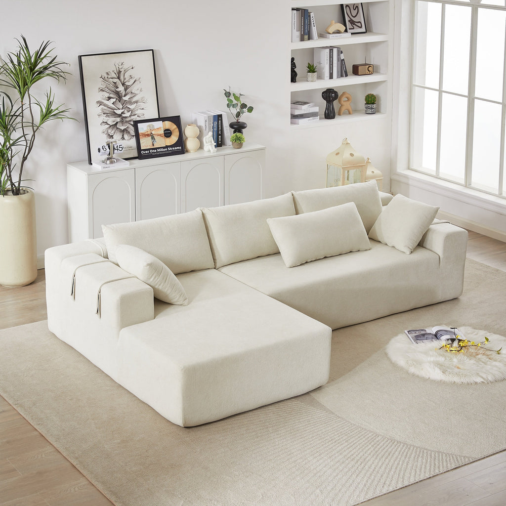 Modern Chenille Upholstered Sectional Sofa Couch Set,Modular 108' L Shaped Sectional Living Room Sofa Set With 6 Pillows,Free Combination Sofa Couch for Living Room,Bedroom
