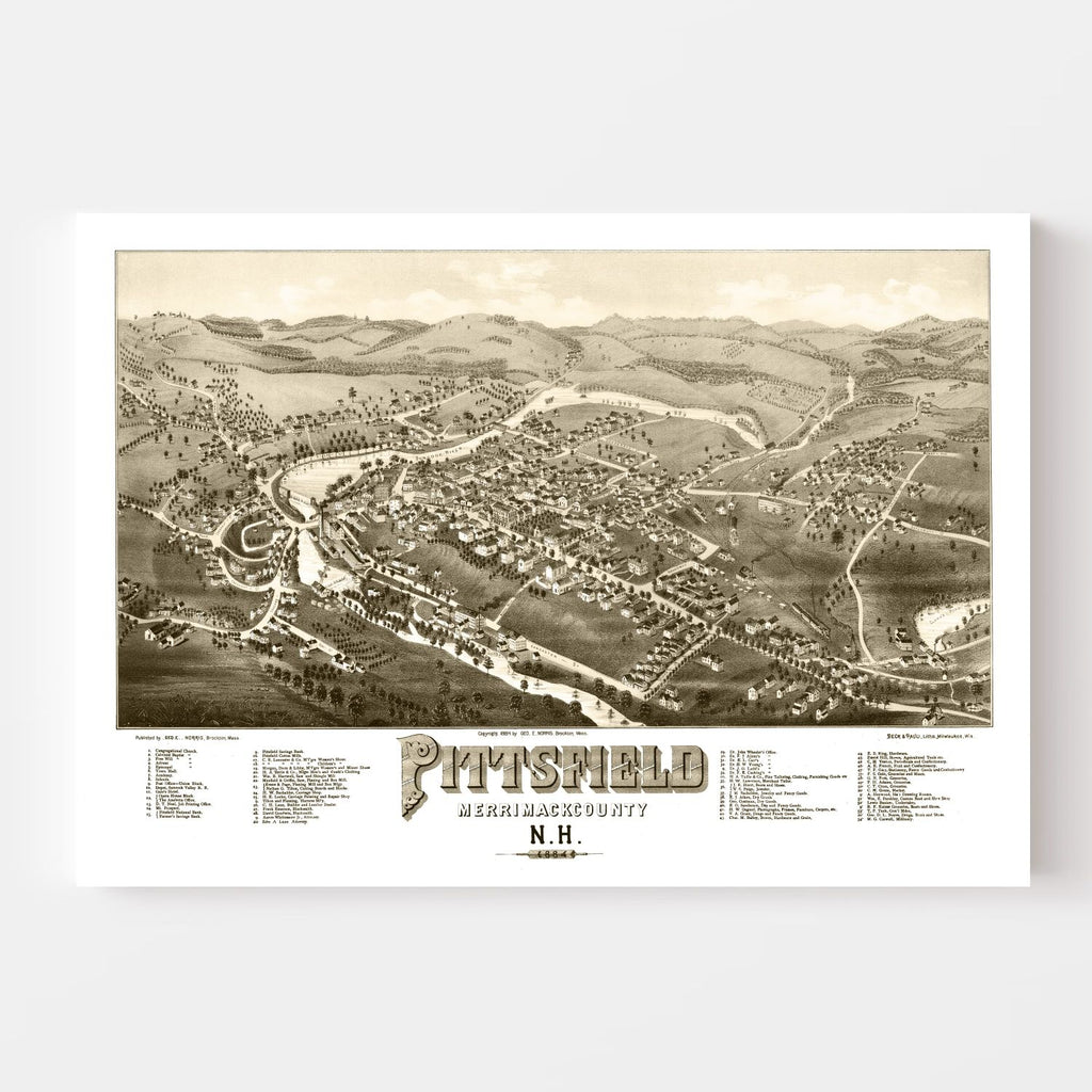 Vintage Map of Pittsfield, New Hampshire 1884