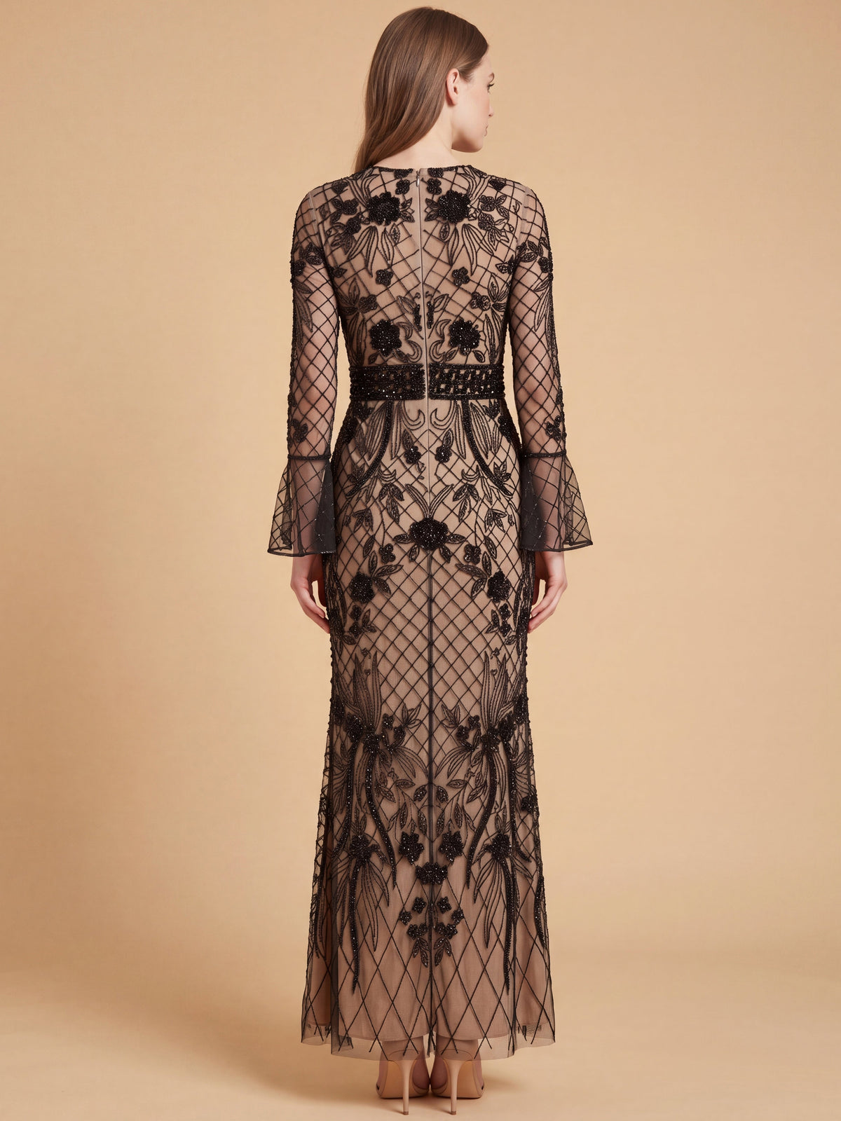 Bell Sleeve Beaded Gown | 28828