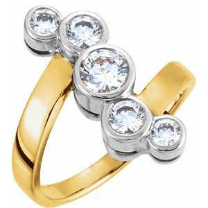 14K Two Tone 1/4 CTW Natural Diamond Right Hand Ring