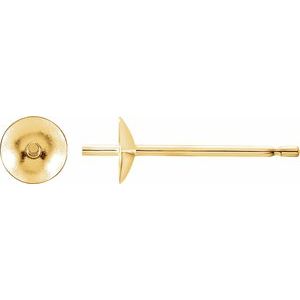 14K Yellow Gold Earring Mounting for 5-6 mm Pearl
