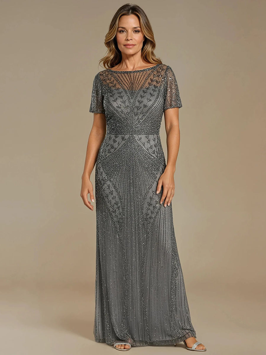 Lara 28856 - Beaded Flutter Sleeve Gown