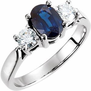 Platinum Natural Blue Sapphire & 3/8 CTW Natural Diamond Ring