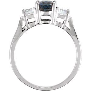 14K White Gold Natural Blue Sapphire & 3/8 CTW Natural Diamond Ring
