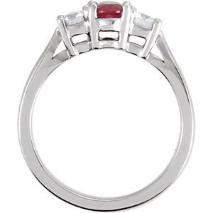 14K White Gold Natural Ruby & 3/8 CTW Natural Diamond Ring