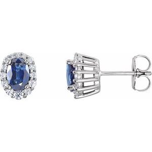 Sterling Silver & 14K White Gold 8x6 mm Oval Graduated Halo-Style Earring Mounting – image 2