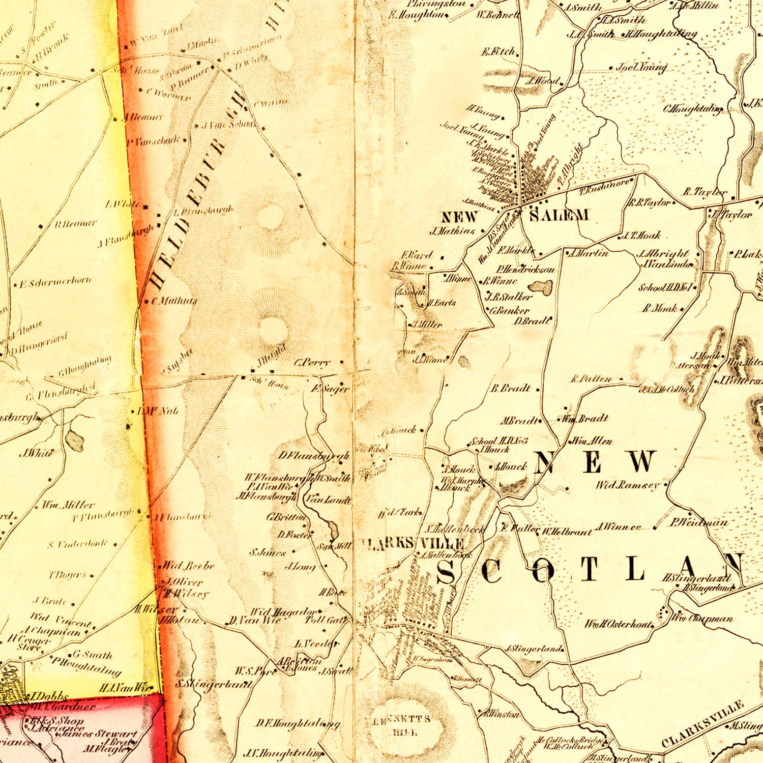 Vintage Map of Albany County, New York 1854